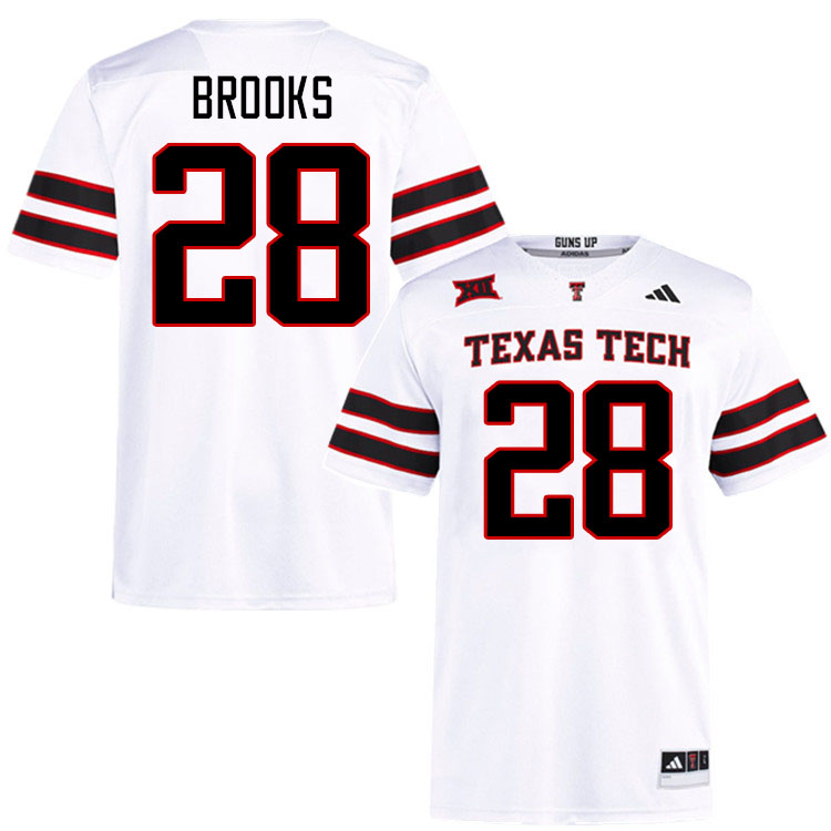 #28 Tahj Brooks Texas Tech Red Raiders Jerseys College Football Uniforms Stitched-White